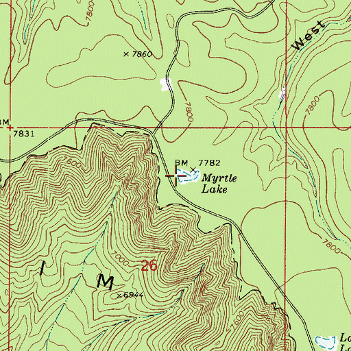 Topographic Map of Myrtle Lake, AZ