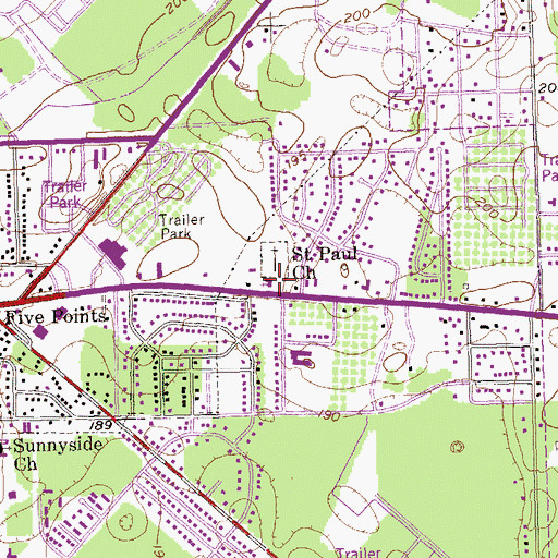 Topographic Map of Saint Paul Church, GA