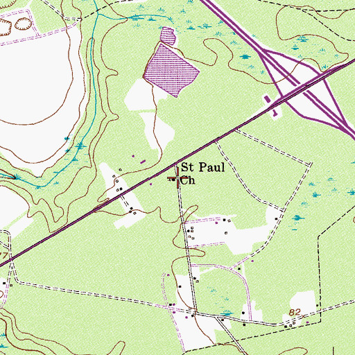 Topographic Map of Saint Paul Church, GA