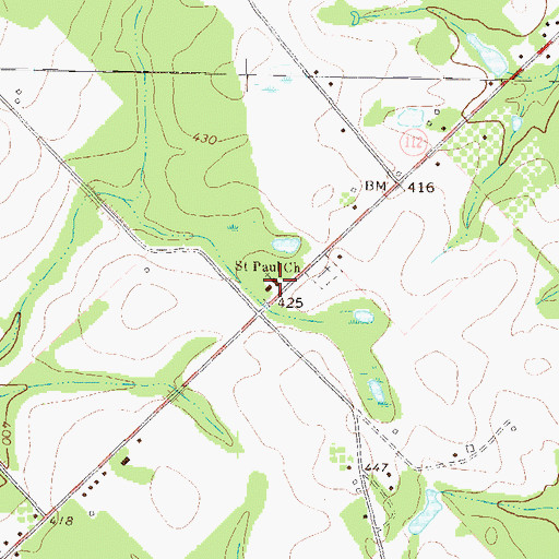 Topographic Map of Saint Paul Church, GA