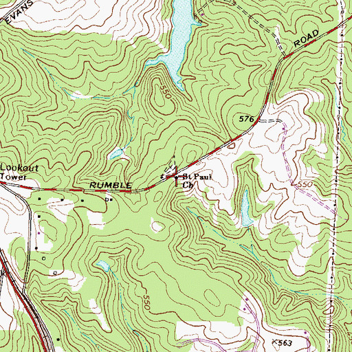 Topographic Map of Saint Paul Church, GA