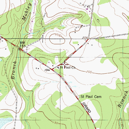 Topographic Map of Saint Paul Church, GA