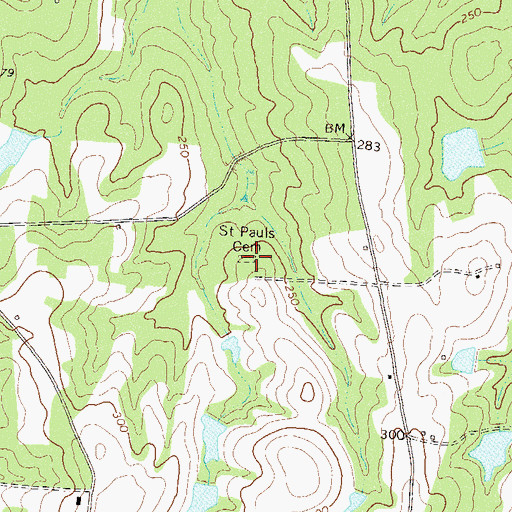 Topographic Map of Saint Pauls Cemetery, GA
