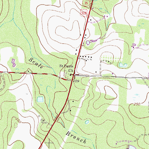 Topographic Map of Saint Pauls Church, GA