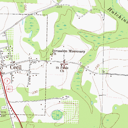 Topographic Map of Saint Pauls Church, GA
