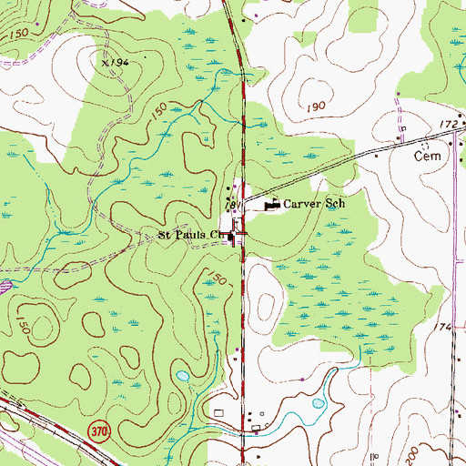 Topographic Map of Saint Pauls Church, GA