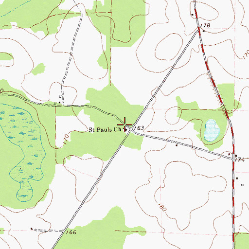 Topographic Map of Saint Pauls Church, GA