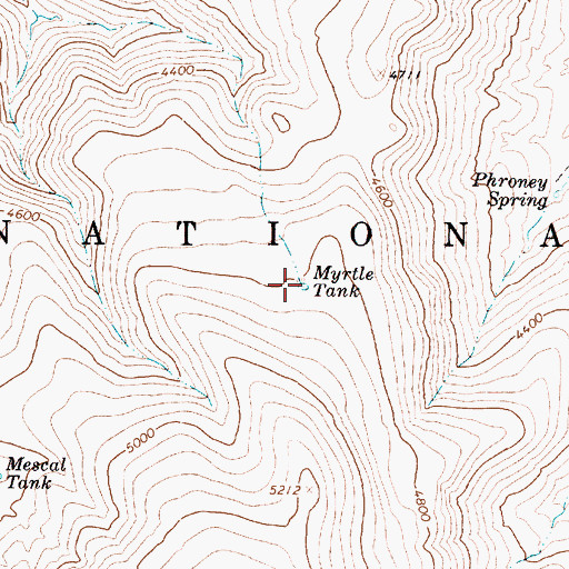 Topographic Map of Myrtle Tank, AZ