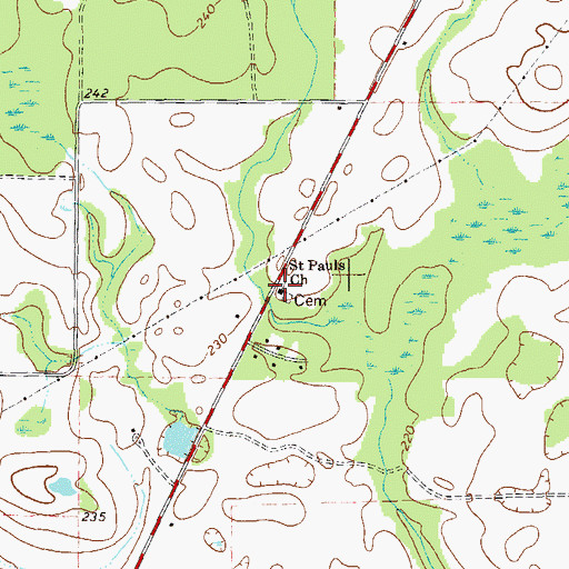 Topographic Map of Saint Pauls Church, GA