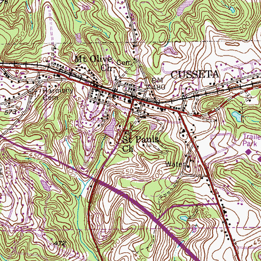 Topographic Map of Saint Pauls Church, GA