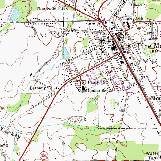 Topographic Map of Saint Pauls Church, GA