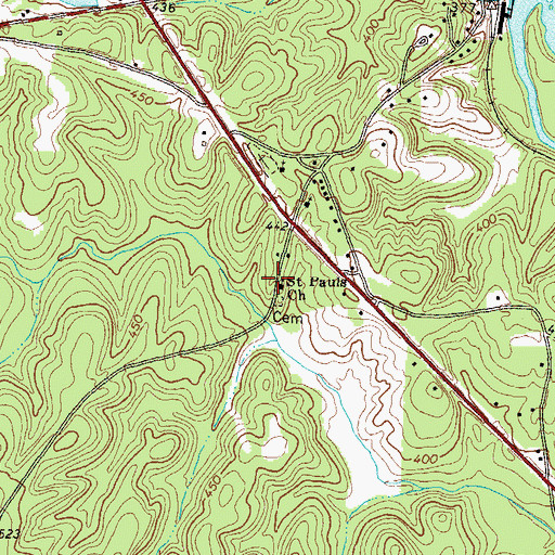 Topographic Map of Saint Pauls Church, GA