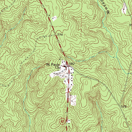 Topographic Map of Saint Pauls Church, GA
