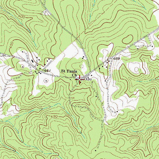 Topographic Map of Saint Pauls Church, GA