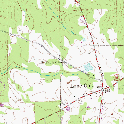 Topographic Map of Saint Pauls Church, GA