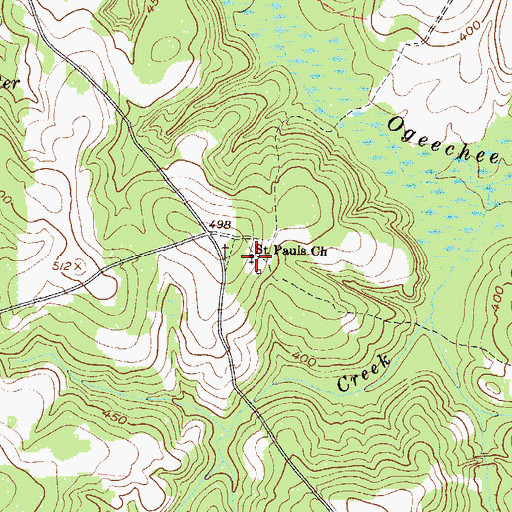 Topographic Map of Saint Pauls Church, GA