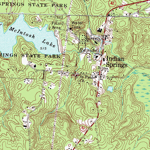 Topographic Map of Saint Pauls Church, GA
