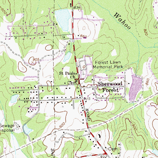 Topographic Map of Saint Pauls Church, GA