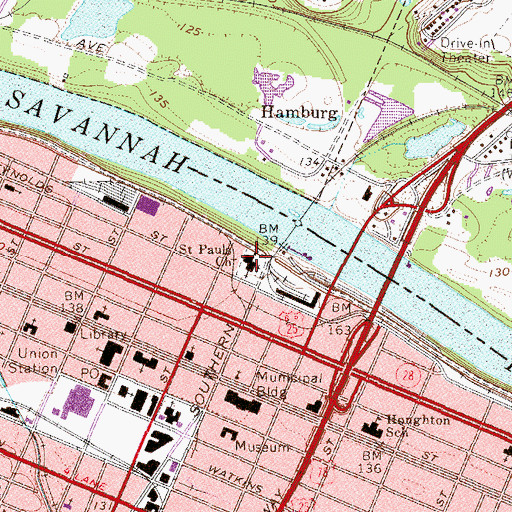 Topographic Map of Saint Pauls Church, GA