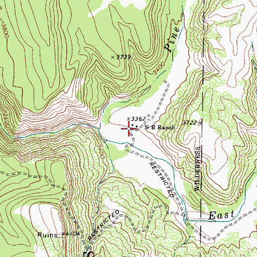 Topographic Map of N B Ranch, AZ