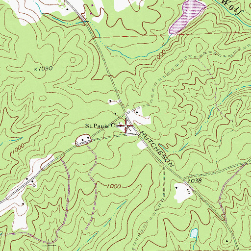 Topographic Map of Saint Pauls Church, GA