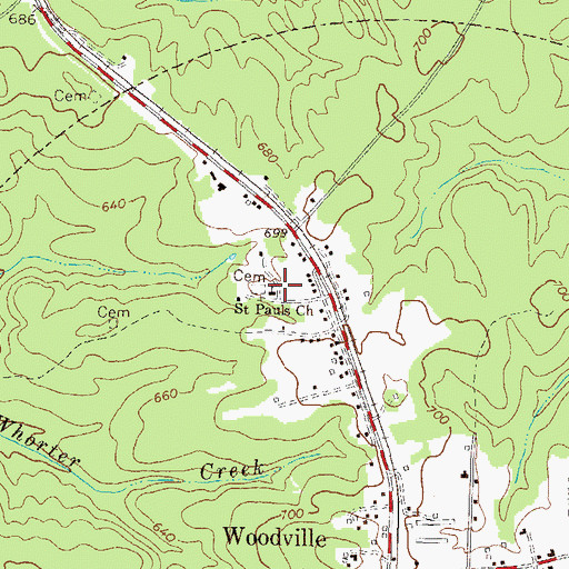 Topographic Map of Saint Pauls Church, GA