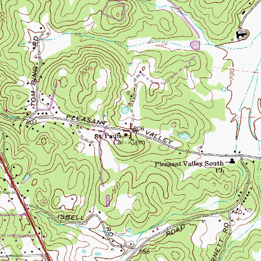 Topographic Map of Saint Pauls Church, GA