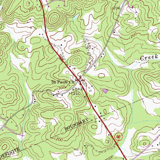 Topographic Map of Saint Pauls Church, GA