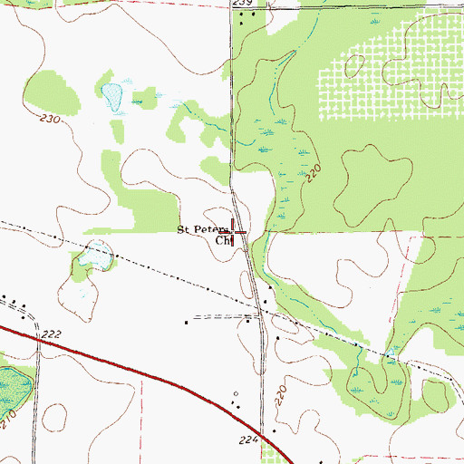 Topographic Map of Saint Peters Church, GA