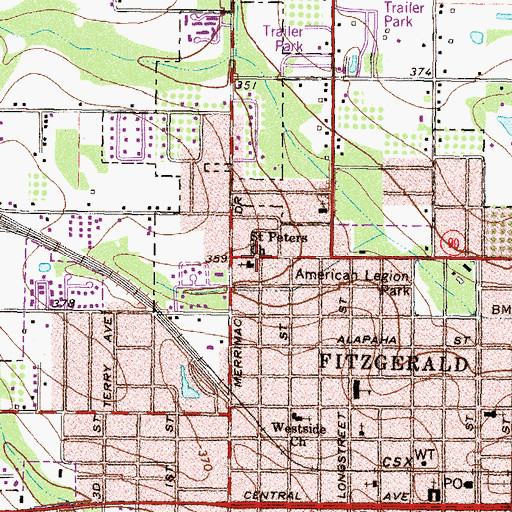 Topographic Map of Saint Peters Church, GA