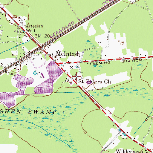 Topographic Map of Saint Peters Church, GA