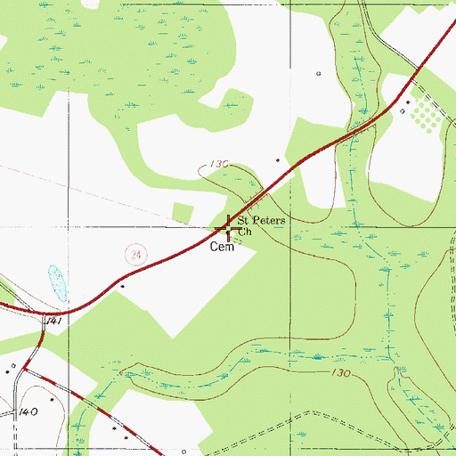 Topographic Map of Saint Peters Church, GA