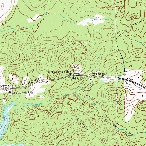 Topographic Map of Saint Peters Church, GA
