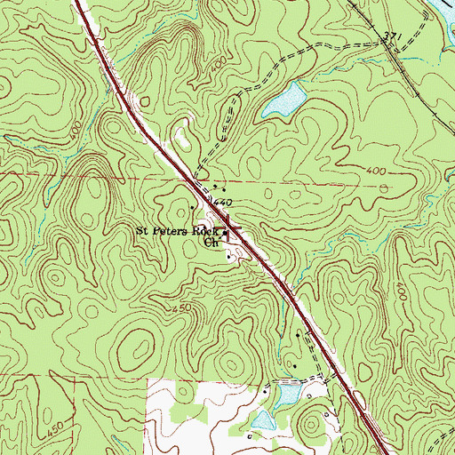 Topographic Map of Saint Peters Rock Church, GA