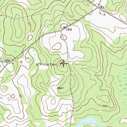 Topographic Map of Saint Philip Cemetery, GA