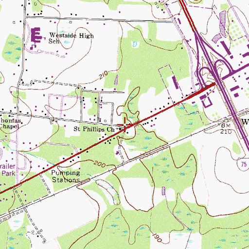 Topographic Map of Saint Phillips Church, GA