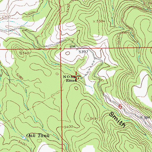 Topographic Map of N O Bar Ranch, AZ
