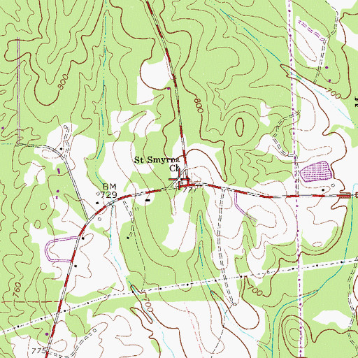 Topographic Map of Saint Smyrna Church, GA