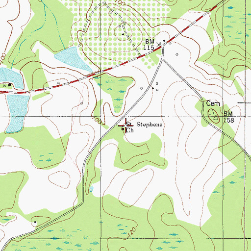 Topographic Map of Saint Stephens Church, GA