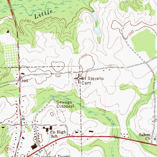 Topographic Map of Saint Stevens Cemetery, GA
