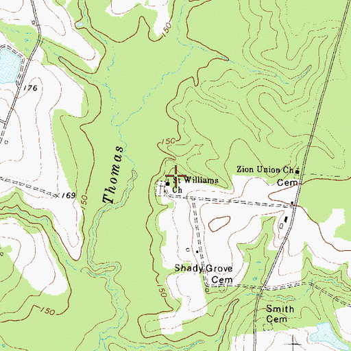 Topographic Map of Saint Williams Church, GA