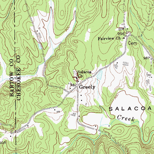 Topographic Map of Salacoa Church, GA