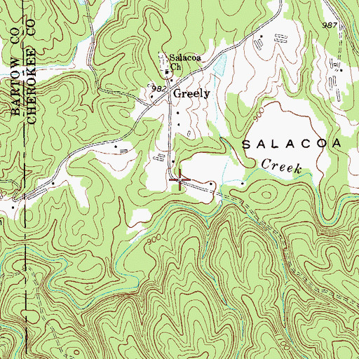 Topographic Map of Salacoa Valley, GA