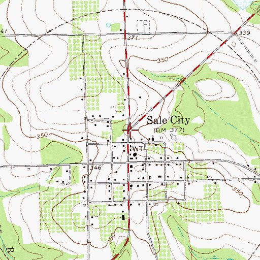 Topographic Map of Sale City, GA