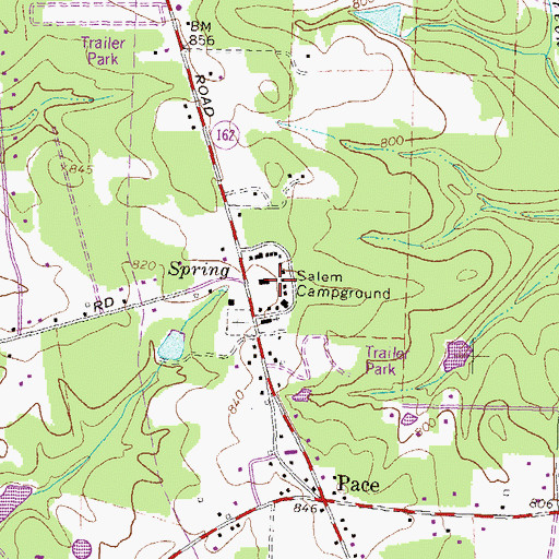Topographic Map of Salem Campground, GA