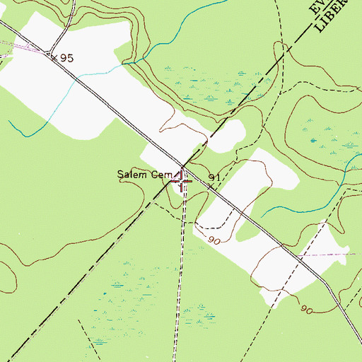 Topographic Map of Salem Cemetery, GA