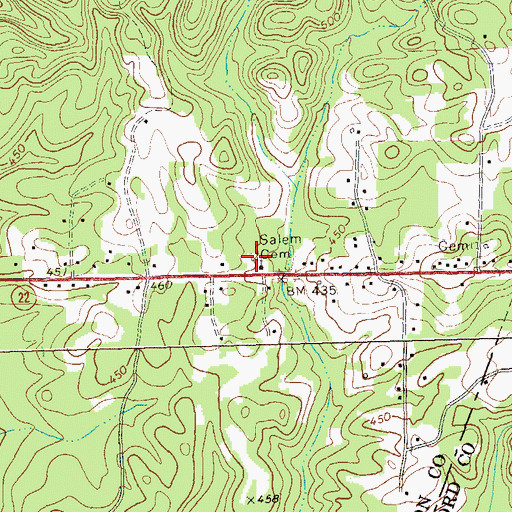 Topographic Map of Salem Cemetery, GA