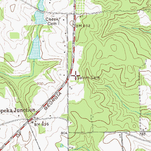 Topographic Map of Salem Cemetery, GA