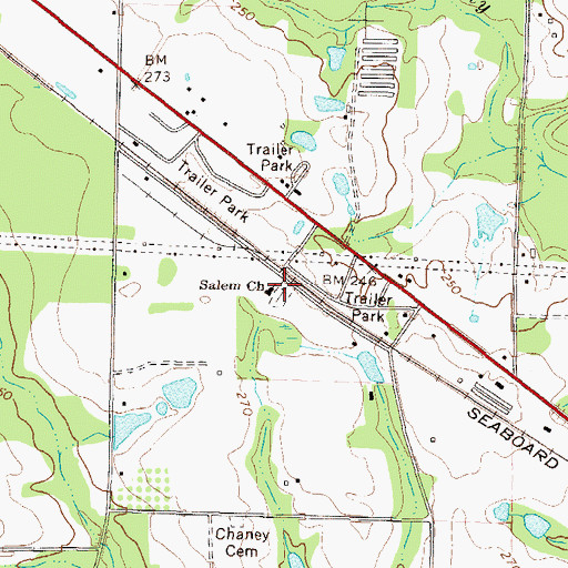 Topographic Map of Salem Holiness Baptist Church, GA
