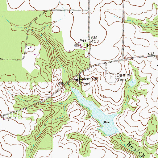 Topographic Map of Salem Church, GA